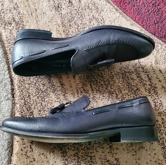 Mezlan Black Pebbled Leather Tassel Slip On Loafers 13559 Size 11 M - Picture 6 of 12